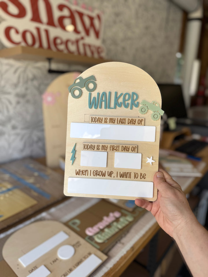 First/Last Day of school board - Monster Truck Design