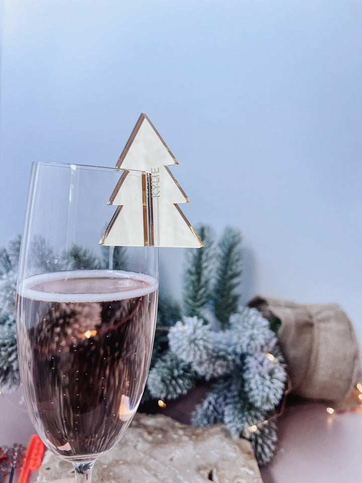 Stemless Drink tags || Christmas Tree tags || Christmas Drink tag