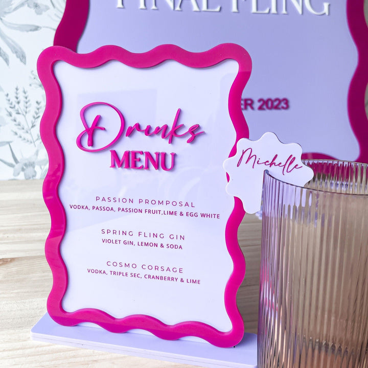 Acrylic Bar Menu | Cocktail Drinks Menu | Wave Signage