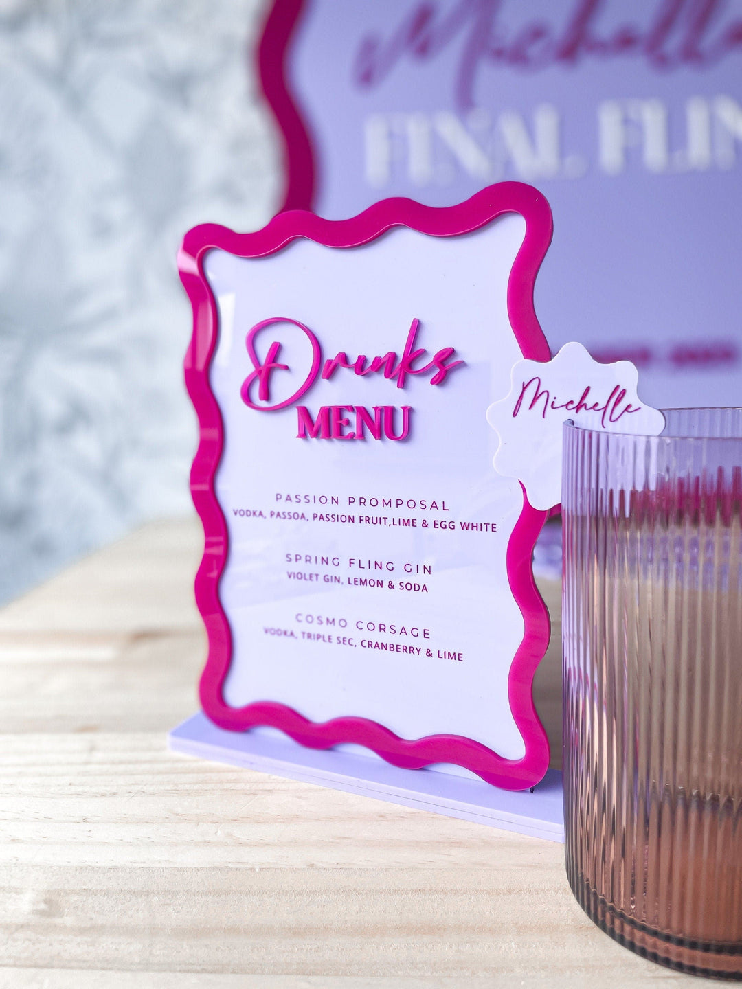 Acrylic Bar Menu | Cocktail Drinks Menu | Wave Signage