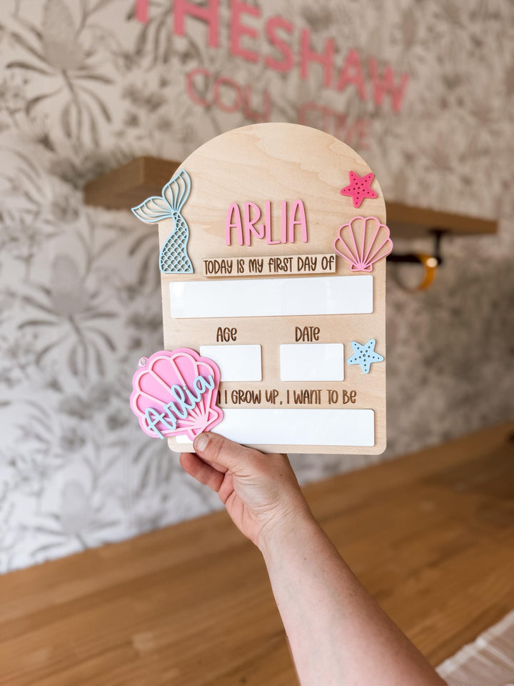 Personalised Shell Bag Tag | Mermaid Name Tag | School & Daycare Bag Tag