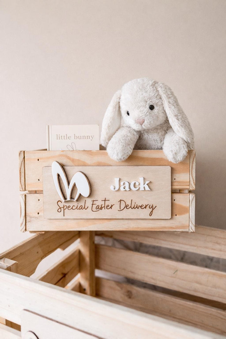 Personalised Easter Crate Plaque | Bunny Name Sign | Special Delivery Decoration