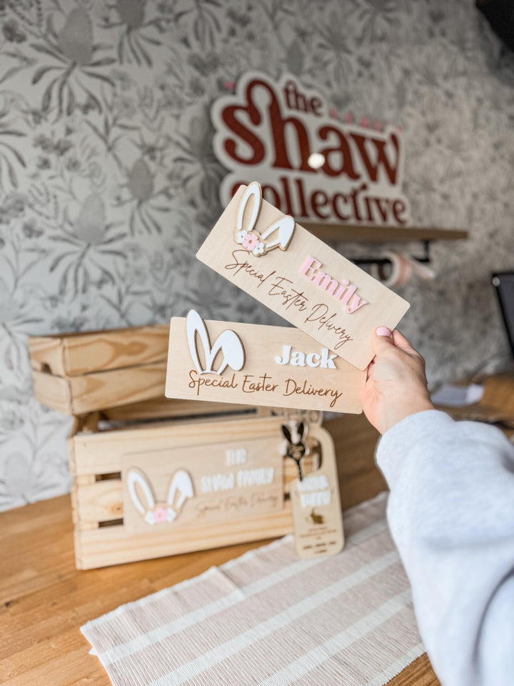 Personalised Easter Crate Plaque | Bunny Name Sign | Special Delivery Decoration