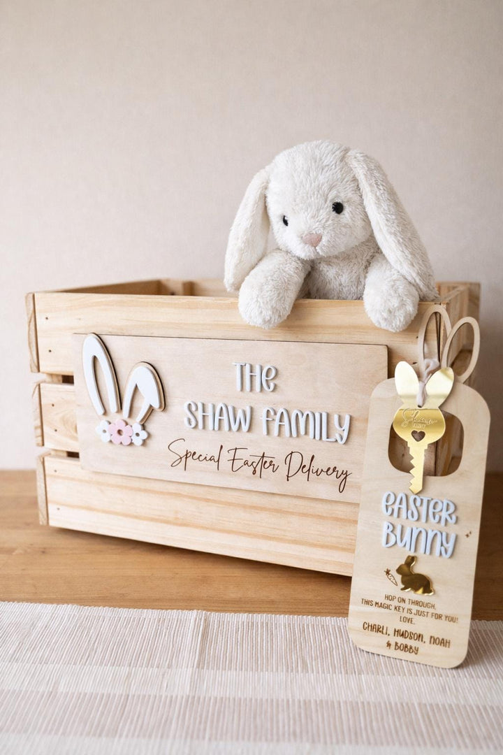 Family Easter Crate | Personalised Easter Crate | Easter Bunny Family Basket | Easter Morning Crate | Large Easter Basket for Family